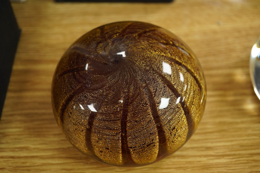 Eight various glass paperweights including Caithness